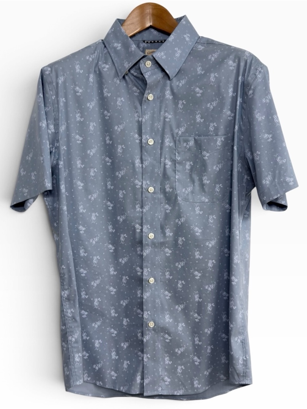 Faherty Movement Monterey Shirt Mens M Blue Floral Short Sleeve Button Down Blue
